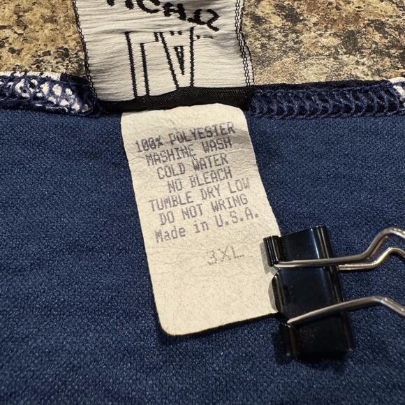 Vintage Top Fish Print Coastal Grandma Beach Boho Nautical Island Boxy Blue 3XL - Picture 4 of 5